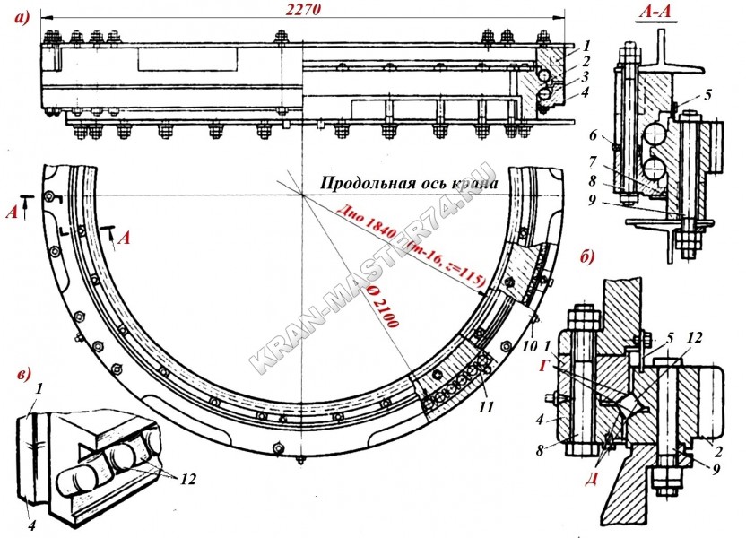 Опорно-поворотное устройство 17-03000Б для железнодорожных кранов КДЭ-161, КДЭ-163, КДЭ-251, КДЭ-253